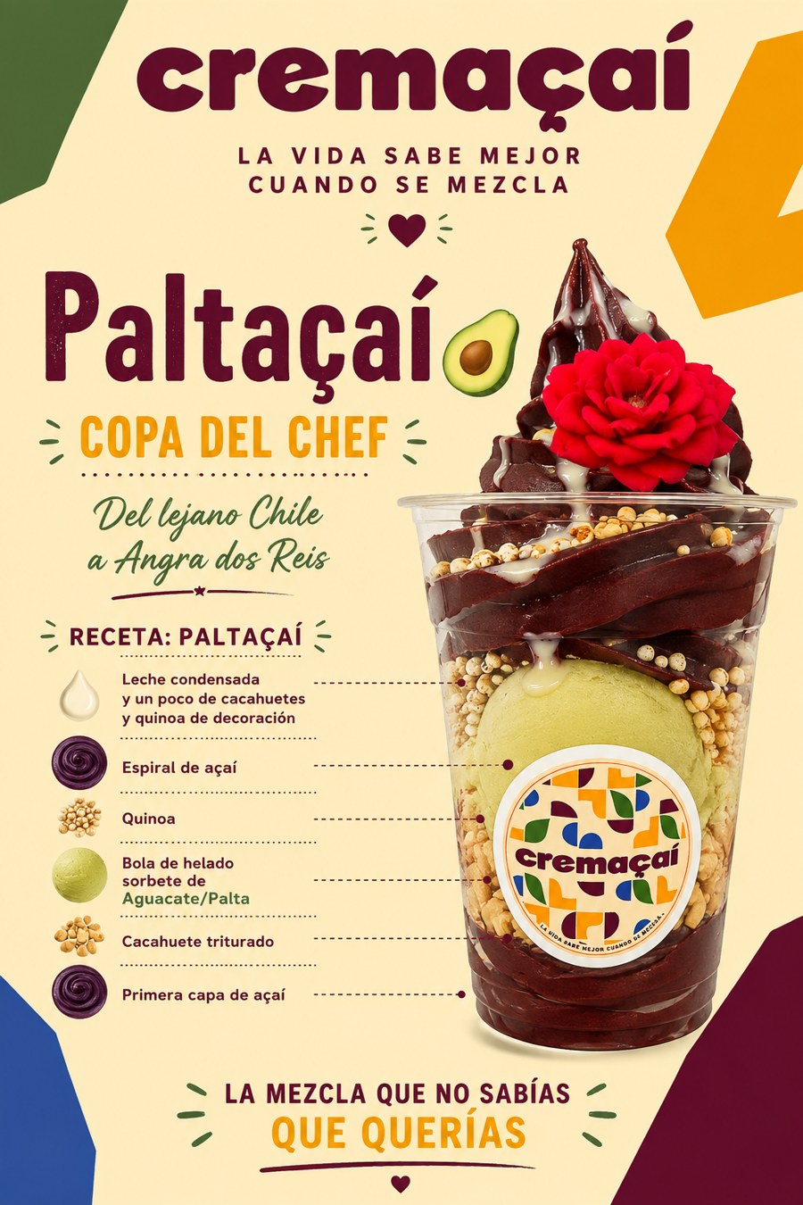 Paltaçaí, Copa del Chef: açaí con bola de sorbete de aguacate, cacahuete triturado y quinoa